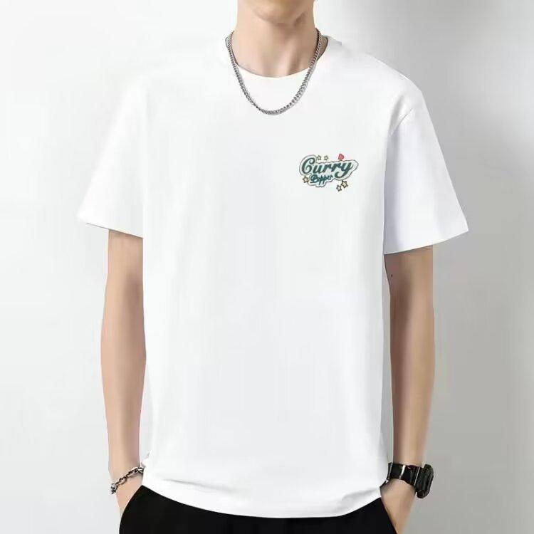 Модная универсальная летняя свободная модная футболка с короткими рукавами среднего возраста для мужчин M чёрный 980₽