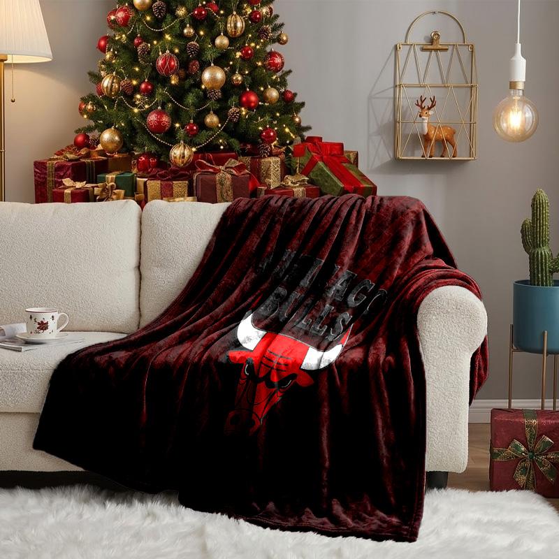 Coperta Logo Chicago Bulls Coperta in Flanella Peluche per Divano Letto Regali per Uomini Donne Coperta da Viaggio Picnic Regali di Natale per Fan