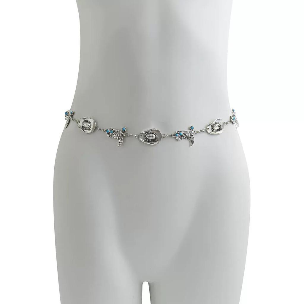 Retro style sweet and cool punk waist chain, personalized metal denim style three-dimensional body chain jewelry women