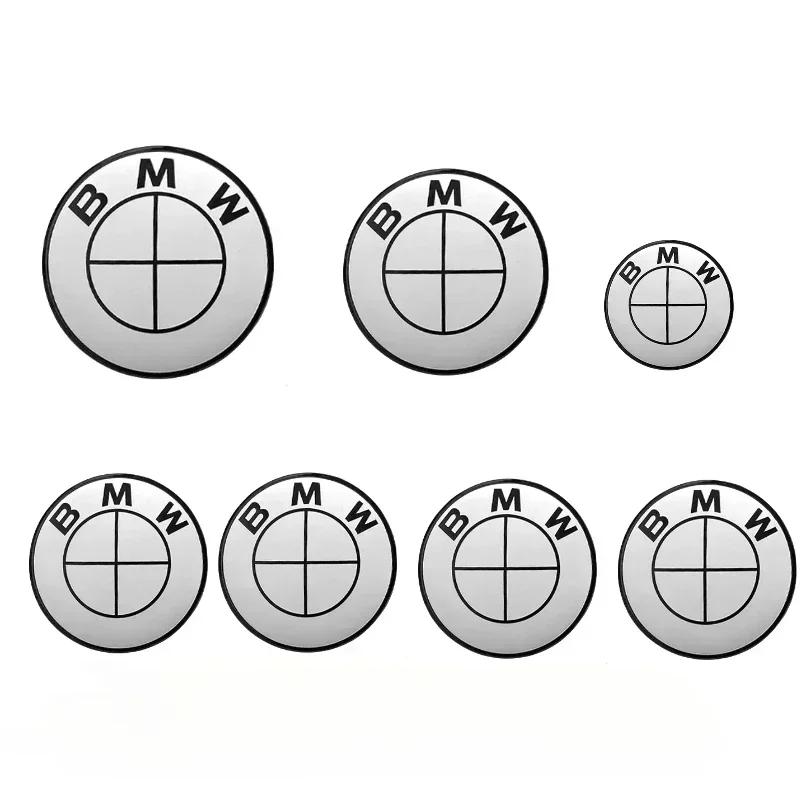 7 New BMW Badge Logo Front and Rear Logos 82mm 74mm 4 68mm Wheel Covers+46mm Steering Stickers Complete Car Badge Kit.
