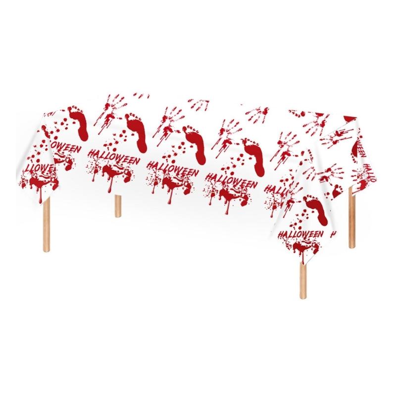 Bloody Hand Print Table Cover Plastic Halloween Tablecloth Disposable Table Cover,Halloween Party Tablecloth Gifts