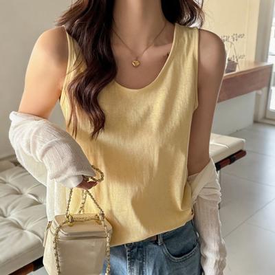 Femei vestă O-Neck fără mâneci Lejer Fit tanc topuri culoare solidă casual camisol vară versatil topuri zilnice