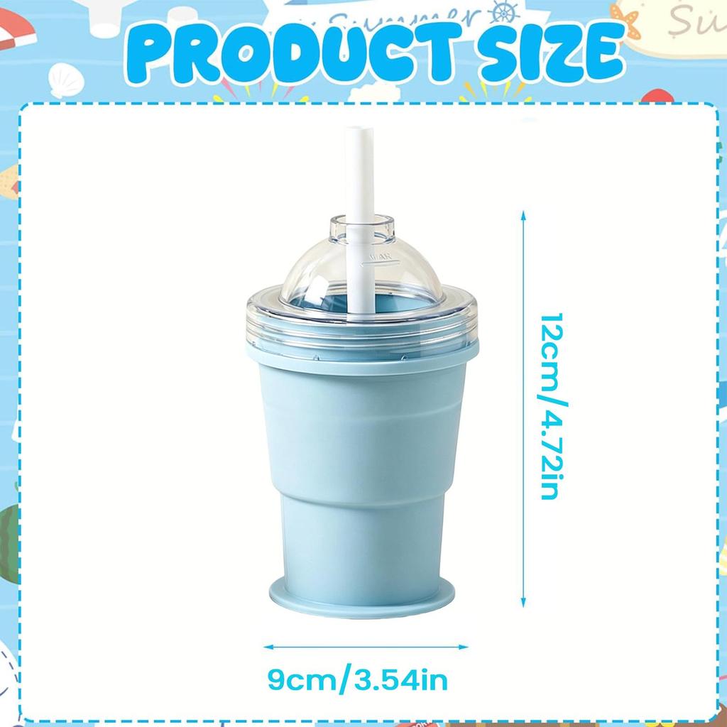 Summer Folding Water Bottle With Ice Ball Mold Tray Ice Ball Maker Water Cup For Travel Home Office Party Camping Beach Picnic