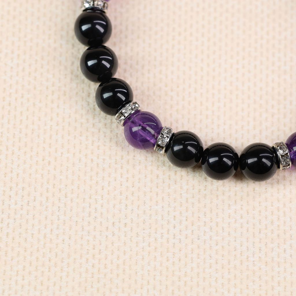 COAI Obsidian and Amethyst Bracelet Protection and Purification Prayer (February Birthday), Bracelet, Beads, Women's