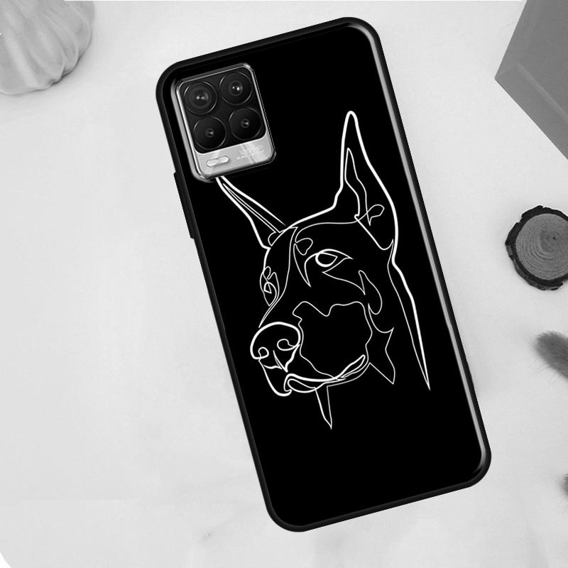 Cartoon Doberman Dog Case For Realme C63 C61 C65 C67 C75 C55 C51 C53 C35 C71 11 12 13 14 15 Pro Plus GT6 GT7 Pro
