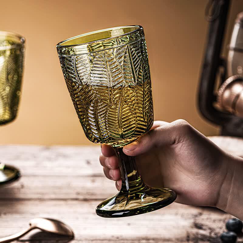 MDNG French Retro Embossed Leaf Glass Goblet