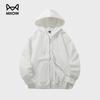 Mao Ren Unisex Retro Japanese Solid Color Full-Zip Hoodie