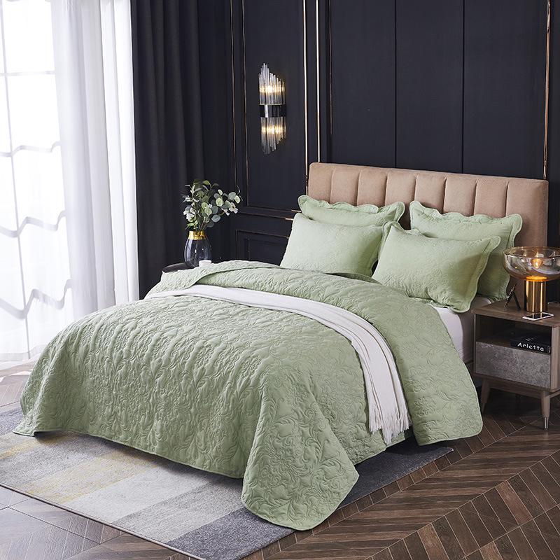 Washable Quilted Cotton Bedspread 3-Piece Set with Cotton-Filled Design