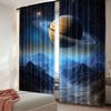 2Pcs Starry Night Galaxy Curtains Aesthetic Art Popular Curtains Cosmic Planet Curtains Suitable For Bedroom Living Room
