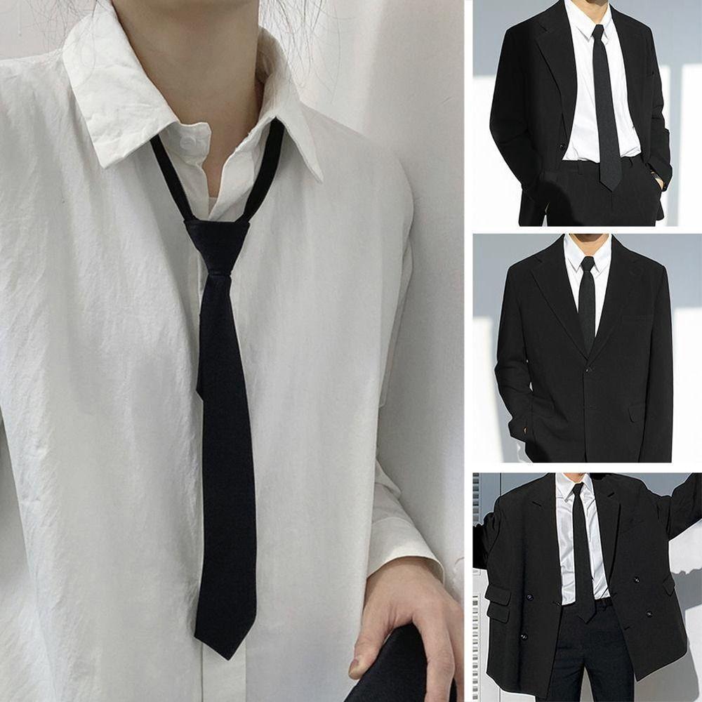 Men Neckties Women Bow Ties Black Neckties Zipper Neck Ties School Students Neckties Scarf Tie