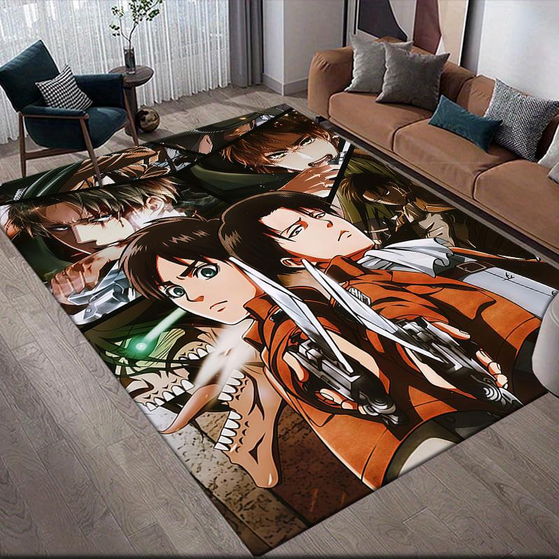 Mikasa Ackerman Anti-Slip Floor Mat, Rectangular Carpet for Bedroom, Living Room, Sofa & Game Area, Home Decoration