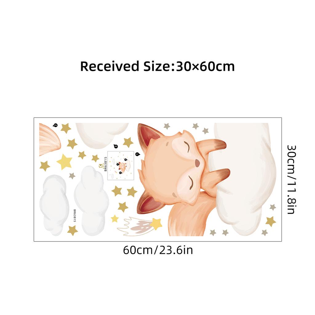 Cartoon Cute Sleeping Fox On The Cloud Animal Wall Stickers Removable for Bedroom Living Room Nursery Decoration Wall Decals