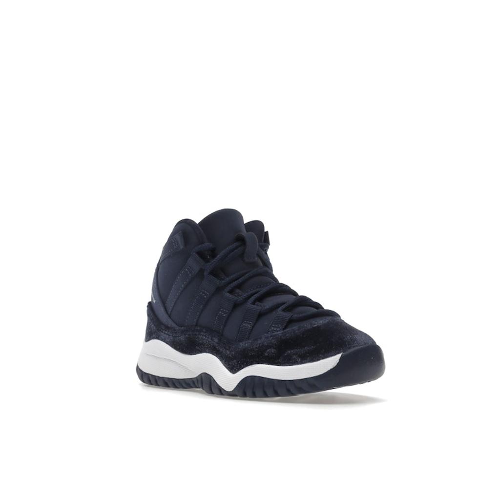 Air Jordan 11 Retro PS Midnight Navy Velvet Kids Sneakers Blue Metallic-Silver White DO3857-441