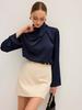 2025 Women's Winter Solid Color Stand Collar Long Sleeve Shirt - New Arrival