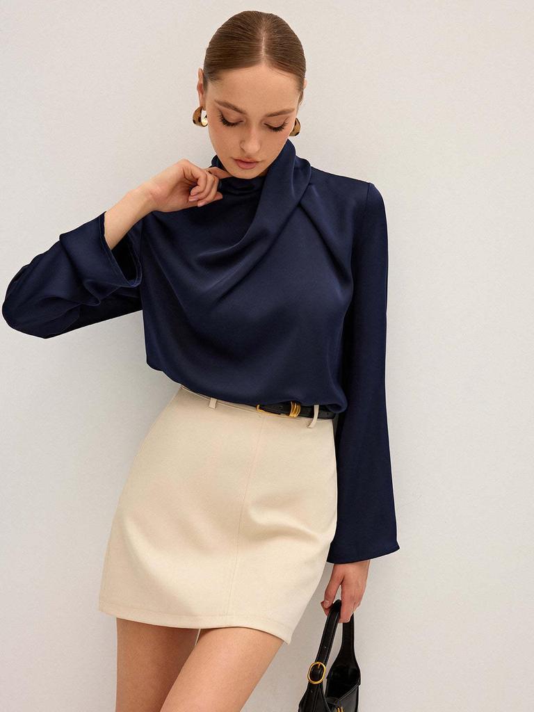 2025 Women's Winter Solid Color Stand Collar Long Sleeve Shirt - New Arrival