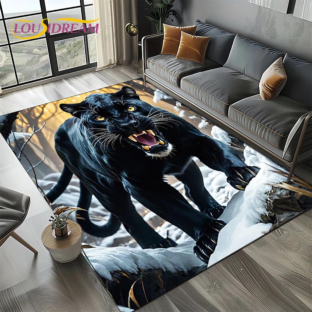 Wilder Tiger Löwe Leopard Biest Tier Wildtier Cartoon Teppich Teppich für Wohnzimmer Schlafzimmer Sofa Dekoration, Rutschfeste Bodenmatte