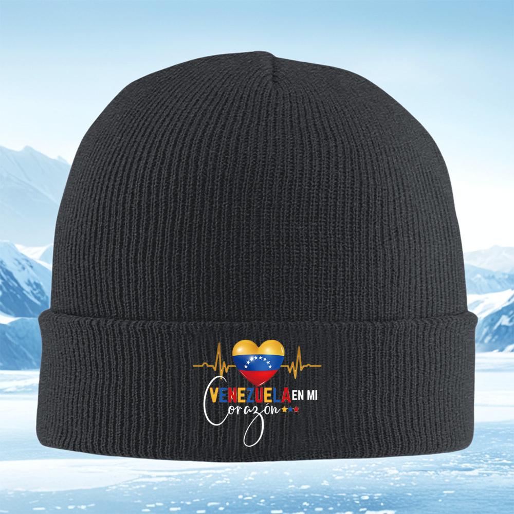 Venezuela heart shape design flag Men Women Unisex Knitted Hat Beanie Pullover Cap Winter Thermal Warm Christmas Outdoor Cycling