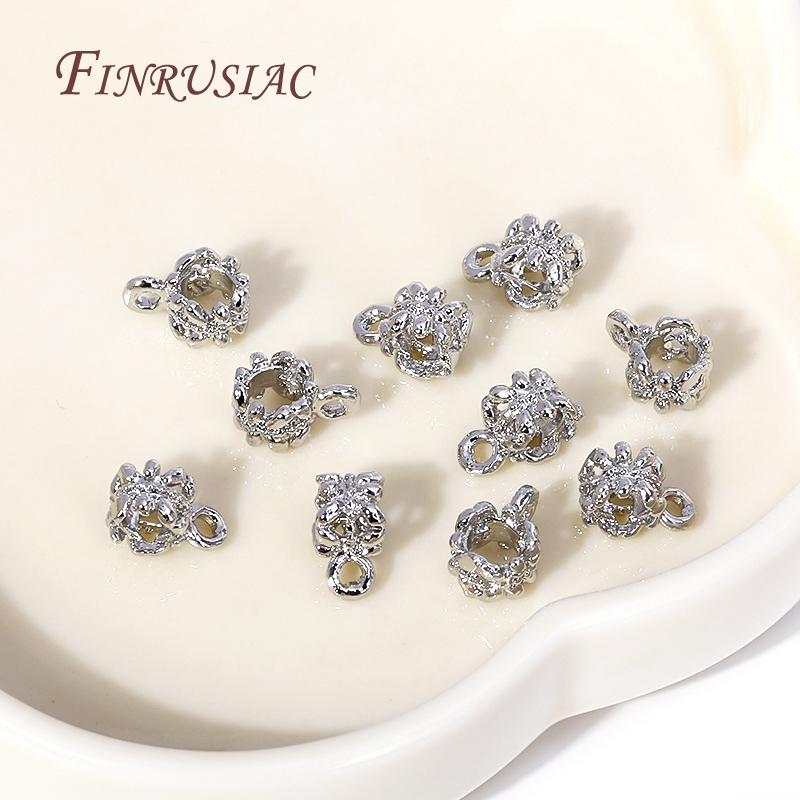 18K Gold Plated Spacer Beads Pendant Charms Bail Brass Metal Large Hole Bail Beads For DIY Jewelry Making Findings Accessories