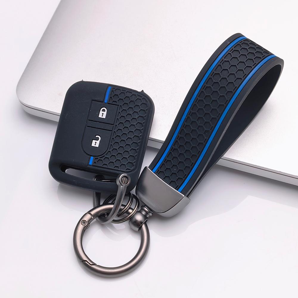 Key Fob Cover for Nissan Qashqai Micra Tiida Sunny Livina Sylphy with Keychain Anti-Scratch Surface Shockproof Structure Soft Grip Texture