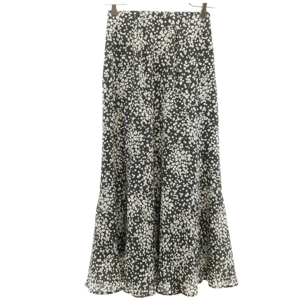 Mila Owen Floral Narrow Long skirt Charcoal system Women Used
