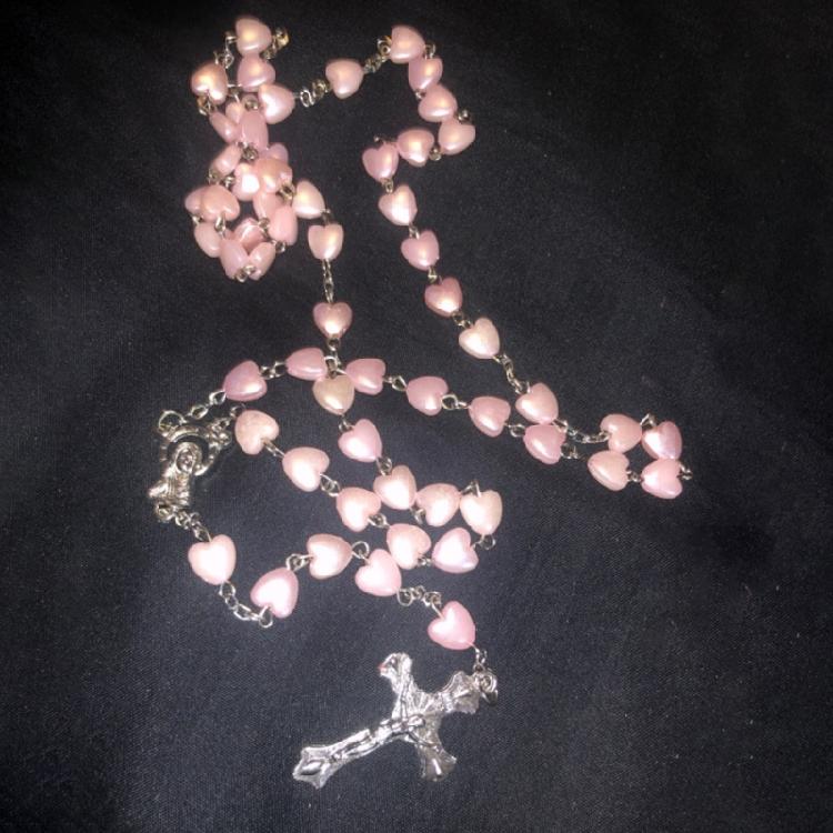 Religion Christian Faux Pearls Rosary Necklace For Women Crossed Pendant Clavicle Chain Beads Chains Fashion Jewelry