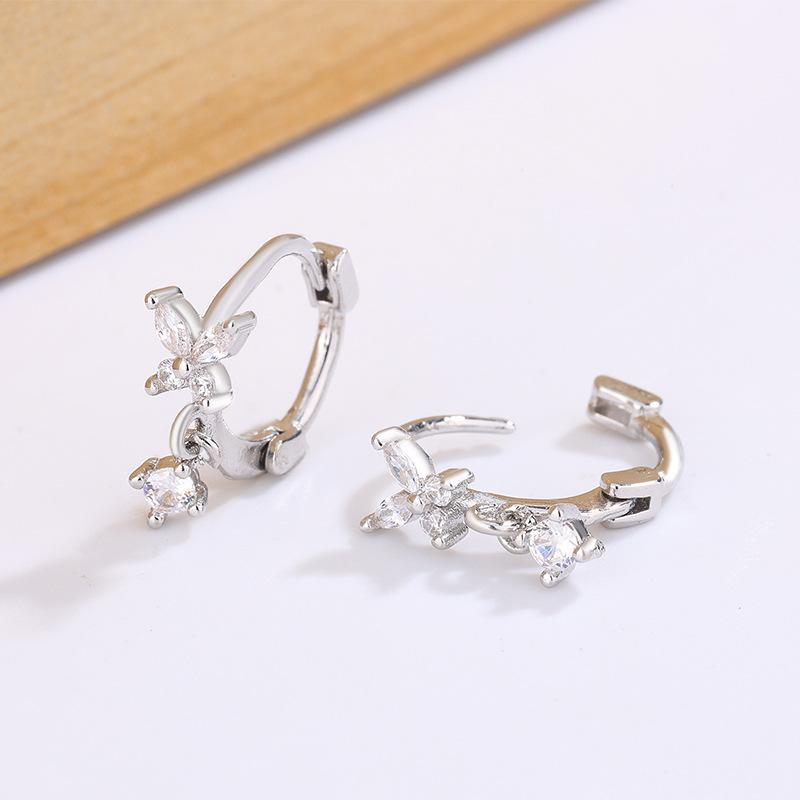 Fashionable Butterfly Zircon Earrings For Women Niche High End Sweet Versatile Hoops Charming Jewelry