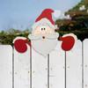 Christmas Fence Ornaments Santa Clause Snowman Reindeer Peeker Yard Ornaments Indoor Outdoor Ground Placard DIY Festival Gift