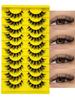 10 Pairs Cat Eye Effect Eyelashes Winged Fluffy Look Lashes Soft Black Band Wispy Natural Thick Faux Mink Full Strip Eyelashes Strip Fake Lashes
