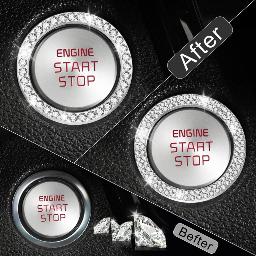 Shiny Car Engine Start Button & Knob Ring Decoration