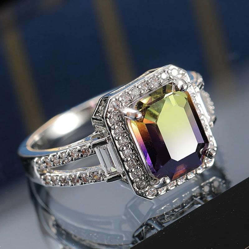 Newest Colorful Purple Tourmaline Rings for Women Fashion Finger Band Fine  Sterling Silver  Korean Style Anel
