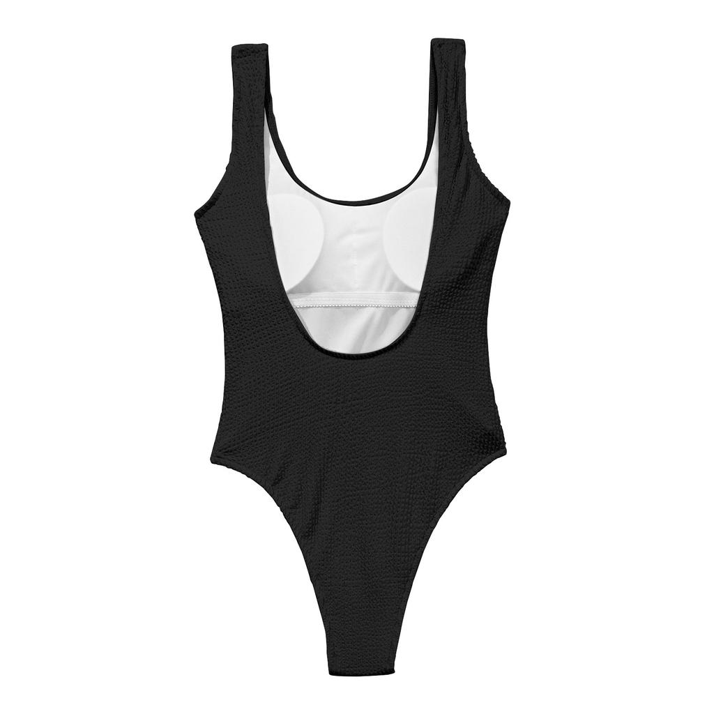 Women's High Waist Plus Size One Piece Swimsuit Textured Fabric Ribbed Design Stretchy Fit Slimming Swimwear
