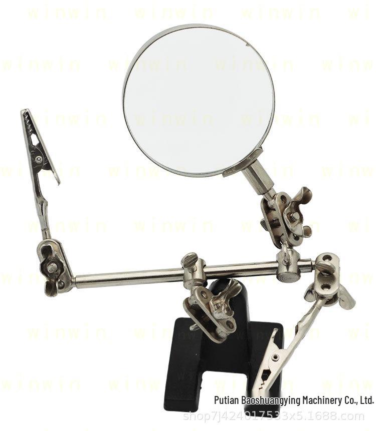 LED Lit Soldering Iron Stand with Magnifier and Clamp for Mobile Repair