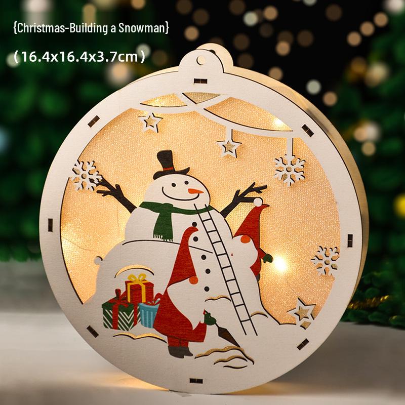 Luminous Handmade Wooden Christmas Tree Ornament Pendant Decor Gift.