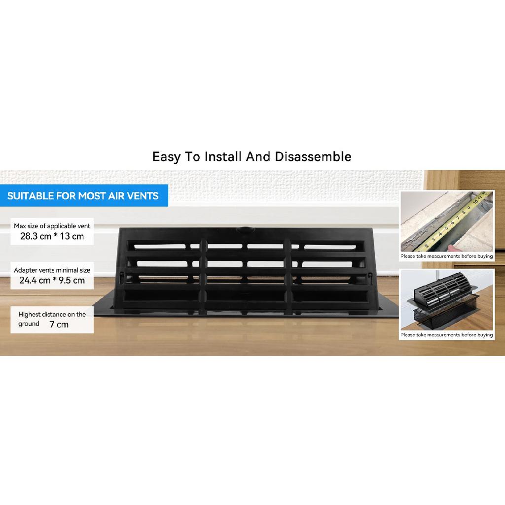 Floor Vent Covers 4 x 10 inch, Adjustable Air Vent Deflectors for Home Floor,Sidewall,Office or Ceiling Black Floor Register