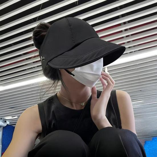 Sun Hat Adjustable Back Buckle Extended Brim Hollow Top Design Ponytail Hat Summer Outdoor Activities Sun Protection Hat