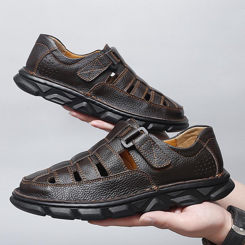 Fashion Leisure Walk Men's Beach Sandals Casual Shoes Breathable Mesh Upper Beach Shoe Anti-slip Summer Walking Shoes Wading Aqua Flats