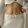 Boho Starfish Shell Pendant Waist Chain for Women New Trendy Pearl Seahorse Beaded Waist Link Bikini Belly Chain Body Jewelry