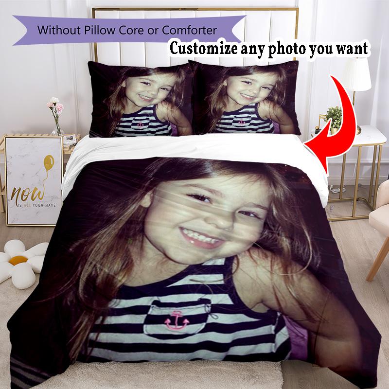 Customize Picture Customize Your Photo Bedding Set Breathable Duvet Cover with Pillowcases Home Decoration Birthday Gift