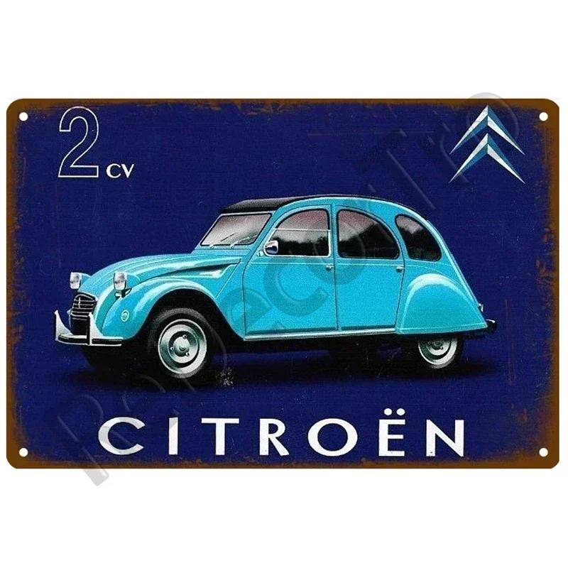 

Large French 2CV Car Poster - Extra Big Distressed Metal Sign for Garage Walls | Vintage European Automotive Tin Art 20x30cm（7.8x11.8inch）