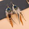 Boho Long Tassel Feather Earrings Hanging Peacock Tassel Earrings  Bride