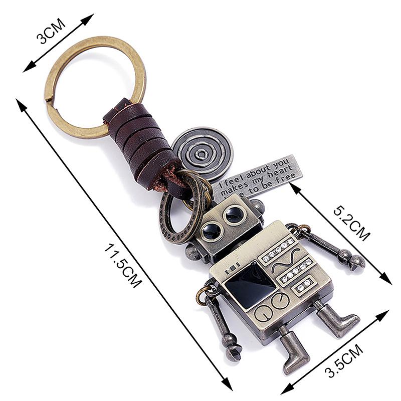

Винтажный креативный брелок-робот, минималистичный плетеный из воловьей кожи, милый брелок-робот для женщин, мужчин, аксессуары для украшения рюкзака, подарки