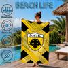 Asciugamano da Spiaggia AEK Atene con Design dello Stemma Oro e Nero, Asciugatura Rapida, Facile da Curare, Adatto Sia per il Fitness che per le Vacanze al Mare, Essenziale per lo Sport