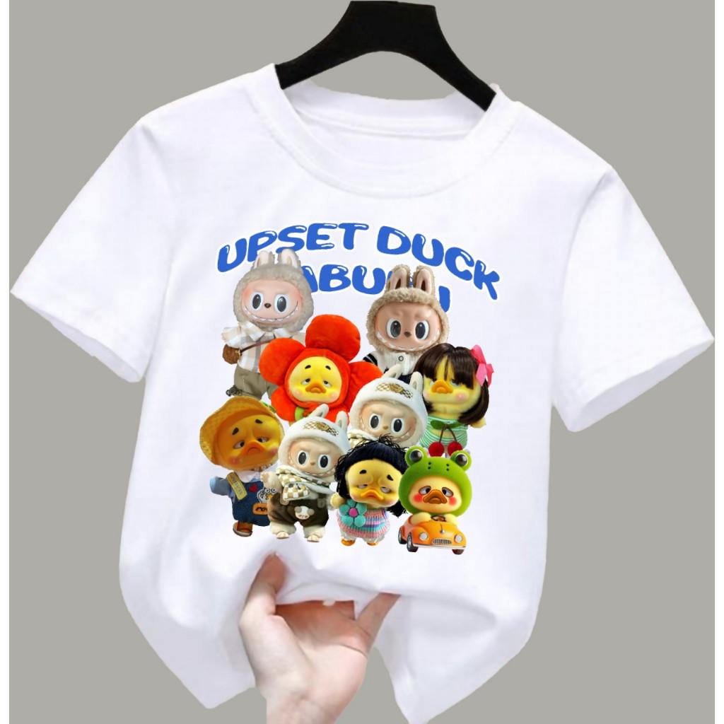 New Labubu T-shirt Children's Multi Color Round Neck Short Sleeve Cartoon Printed Girls' Top