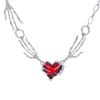Ghost Claw Red Heart Punk Halsband – Unik Design, Överdrivet Stil Nyckelbenskedja.
