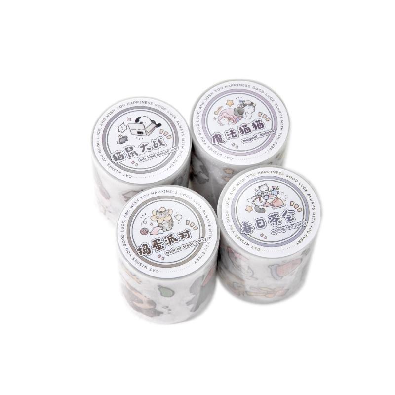 

50mm*2m/roll Sparkling sand craft decorative tape lucky cat series label stickers DIY magazine albums phone cases stationery tap