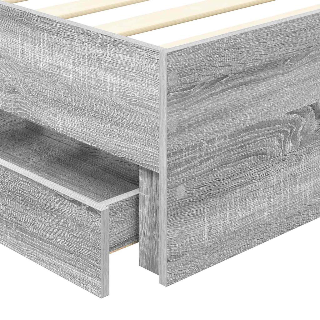 Bed Frame Grey Sonoma 100 x 200 cm Engineered Wood