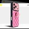 Simple Lattice Hit Color Grid Pattern Phone Case for For Iphone 16 15 14 13 17 Pro Max Invisible Silicone Ring Holder Cover