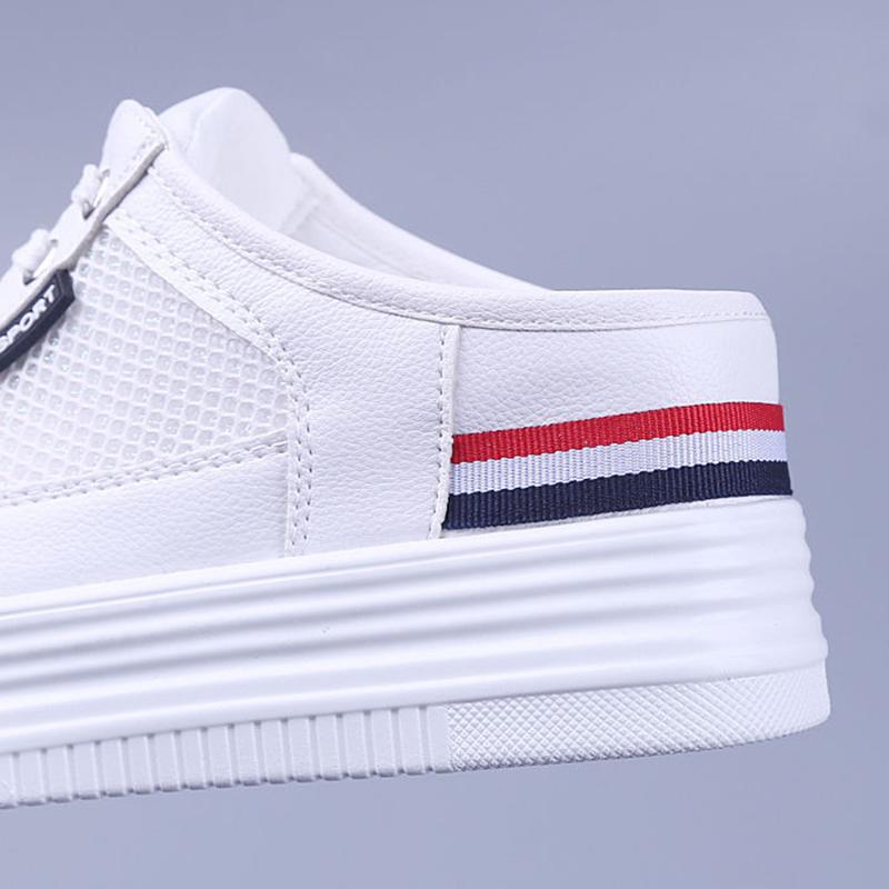 Medias zapatillas Femenina Hueca Todo partido Fondo plano Penetración  exterior Bolsa de aire Cabeza Sandalias de malla Transpirable Interior  Aumento De medio arrastre Zapatos blancos comprar a buen precio — entrega  gratuita,