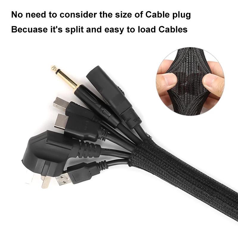 Ochraniacz Kabla Karbowana Rurka Oplot Kablowy Rękaw Kablowy Rozcięty Oplot na Kabel USB Przewód Zasilający Kabel Audio-Wideo TV Komputer Dom Auto