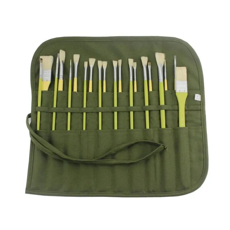 Painting Brushes Canvas Storage Bag,  Slots Watercolour and Gouache Brushes Calligraphy Brushes Storage Bag, Roll up Pen Bag